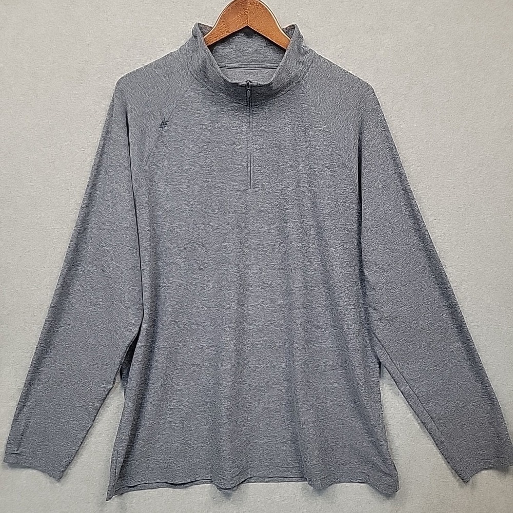 RHONE Mens XXL 1/4 Zip Pullover Gray Performance Long Sleeve Base Layer Soft EUC
